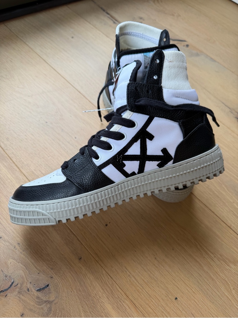 Off-White Black and White High-Top Sneakers